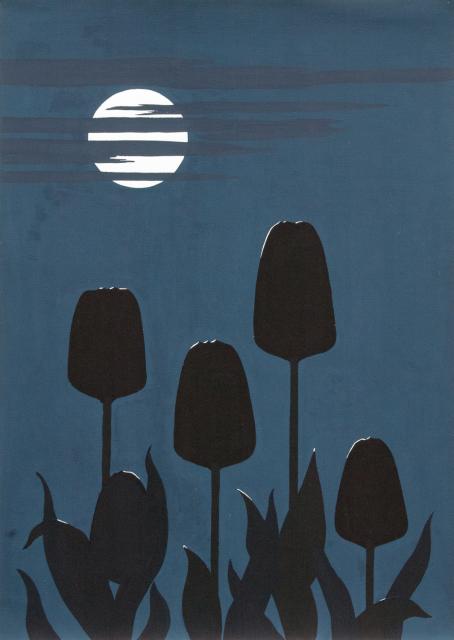 Tulpen bij opkomende maan.