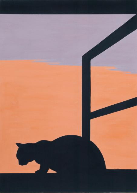 Poes in open raam.